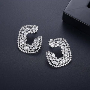 Elegant and Bright Geometric Hollow Square Stud Earrings with Cubic Zirconia