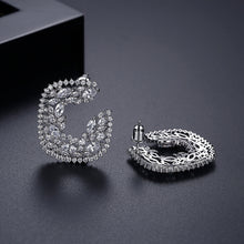 Load image into Gallery viewer, Elegant and Bright Geometric Hollow Square Stud Earrings with Cubic Zirconia