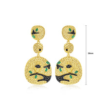 Load image into Gallery viewer, Fashion and Elegant Plated Gold Geometric Round Hibiscus Earrings with Black Cubic Zirconia