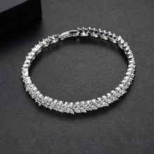 Load image into Gallery viewer, Fashion Bright Geometric Leaf Bracelet with Cubic Zirconia 17cm