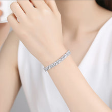 Load image into Gallery viewer, Fashion Bright Geometric Leaf Bracelet with Cubic Zirconia 17cm