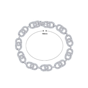 Fashion and Elegant Geometric Double Round Bracelet with Cubic Zirconia 19cm