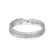 Load image into Gallery viewer, Fashion and Elegant Geometric Leaf Bracelet with Cubic Zirconia 17cm