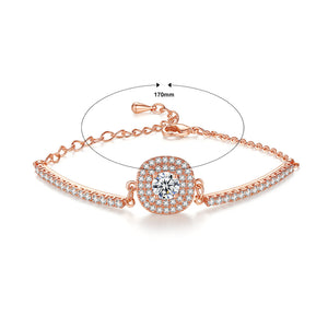 Fashion and Elegant Plated Rose Gold Geometric Square Bracelet with Cubic Zirconia