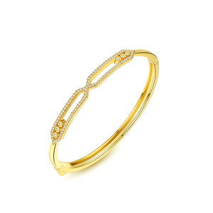 Simple and Fashion Plated Gold Geometric Bangle with Cubic Zirconia