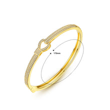 Load image into Gallery viewer, Simple and Fashion Plated Gold Hollow Heart-shaped Bangle with Cubic Zirconia