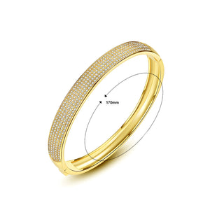 Fashion Simple Plated Gold Geometric Oval Cubic Zirconia Bangle