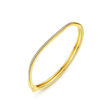 Load image into Gallery viewer, Simple Personality Plated Gold Geometric Thin Bangle with Cubic Zirconia