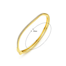 Load image into Gallery viewer, Simple Personality Plated Gold Geometric Thin Bangle with Cubic Zirconia