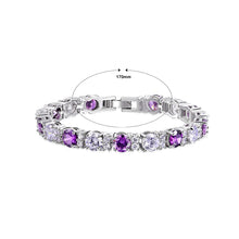 Load image into Gallery viewer, Fashion Temperament Geometric Round Purple Cubic Zirconia Bracelet 17cm