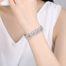Load image into Gallery viewer, Elegant and Bright Geometric Pattern Bracelet with Cubic Zirconia