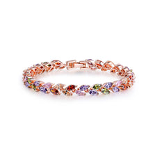 Load image into Gallery viewer, Simple and Elegant Plated Rose Gold Geometric Color Cubic Zirconia Bracelet 17cm