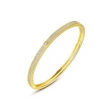 Load image into Gallery viewer, Simple Temperament Plated Gold Geometric Oval Double Row Cubic Zirconia Bangle