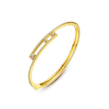 Load image into Gallery viewer, Simple and Creative Plated Gold Geometric Thin Bangle with Cubic Zirconia