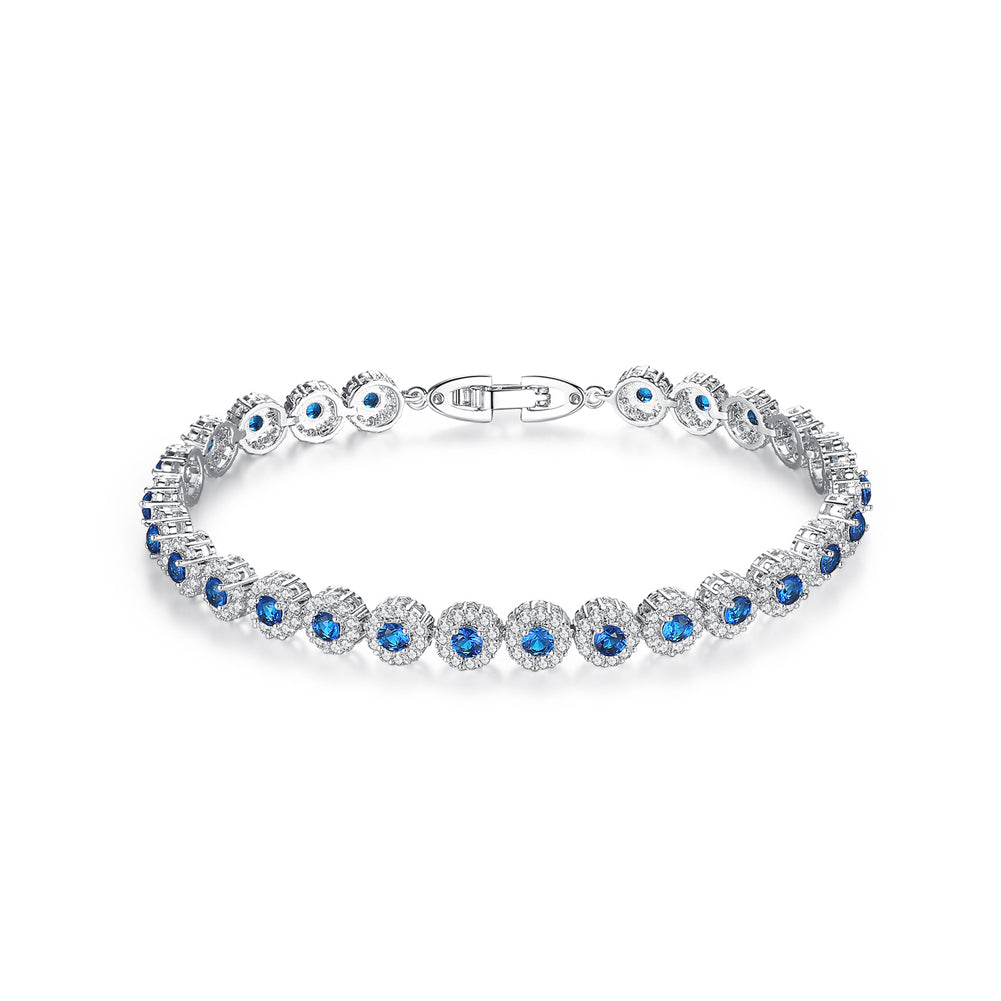Fashion and Elegant Geometric Round Blue Cubic Zirconia Bracelet 17cm