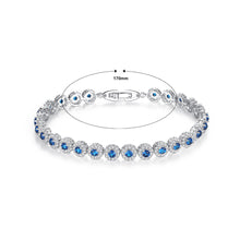 Load image into Gallery viewer, Fashion and Elegant Geometric Round Blue Cubic Zirconia Bracelet 17cm