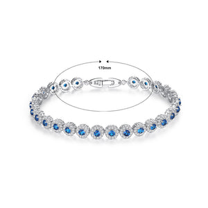 Fashion and Elegant Geometric Round Blue Cubic Zirconia Bracelet 17cm
