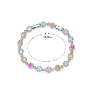 Simple Fashion Geometric Round Color Cubic Zirconia Bracelet
