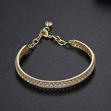 Load image into Gallery viewer, Fashion Temperament Plated Gold Hollow Geometric Bangle with Cubic Zirconia