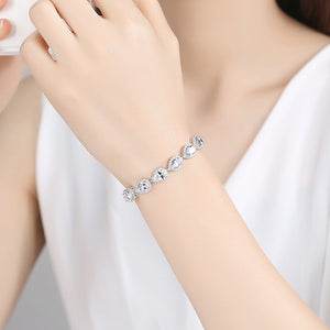 Fashion and Elegant Geometric Water Drop Shaped Bracelet with Cubic Zirconia 19cm