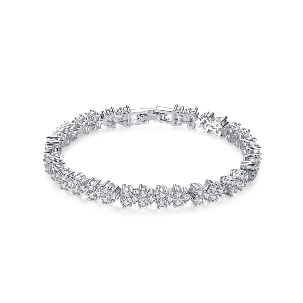 Simple and Fashion Flower Bracelet with Cubic Zirconia 17cm