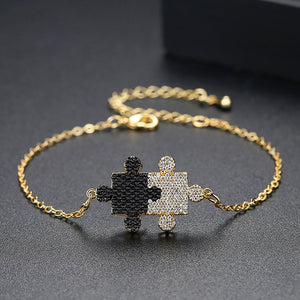 Simple and Creative Plated Gold Puzzle Bracelet with Cubic Zirconia