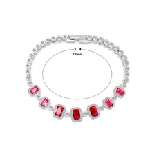 Load image into Gallery viewer, Fashion and Elegant Geometric Square Red Cubic Zirconia Bracelet 19cm