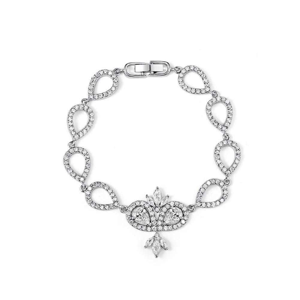 Fashion and Elegant Geometric Crown Bracelet with Cubic Zirconia 17cm