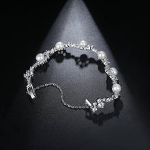 Load image into Gallery viewer, Fashion and Elegant Geometric Imitation Pearl Bracelet with Cubic Zirconia