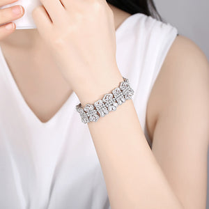 Fashion and Elegant Geometric Pattern Bracelet with Cubic Zirconia 17cm