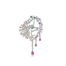 Load image into Gallery viewer, Fashion and Elegant Geometric Pattern Tassel Brooch with Colorful Cubic Zirconia