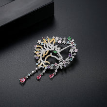 Load image into Gallery viewer, Fashion and Elegant Geometric Pattern Tassel Brooch with Colorful Cubic Zirconia