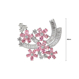 Fashion and Elegant Flower Brooch with Pink Cubic Zirconia