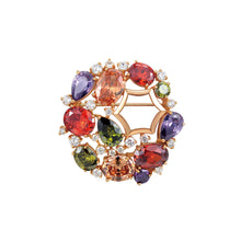 Load image into Gallery viewer, Elegant and Fashion Plated Rose Gold Geometric Color Cubic Zirconia Brooch