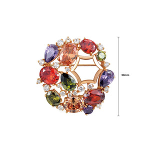 Elegant and Fashion Plated Rose Gold Geometric Color Cubic Zirconia Brooch