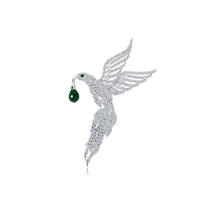 Fashion Bright Eagle Brooch with Green Cubic Zirconia