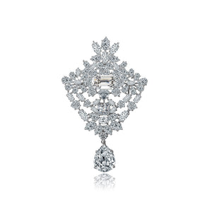Fashion and Luxurious Geometric Brooch with Cubic Zirconia