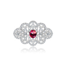 Load image into Gallery viewer, Fashion Vintage Geometric Hollow Pattern Brooch with Red Cubic Zirconia