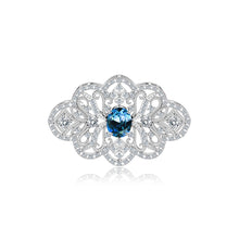 Load image into Gallery viewer, Fashion Vintage Geometric Hollow Pattern Brooch with Blue Cubic Zirconia