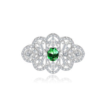 Load image into Gallery viewer, Fashion Vintage Geometric Hollow Pattern Brooch with Green Cubic Zirconia