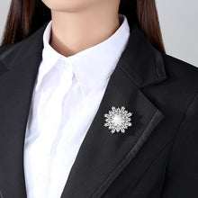 Load image into Gallery viewer, Elegant and Bright Snowflake Imitation Pearl Brooch with Cubic Zirconia