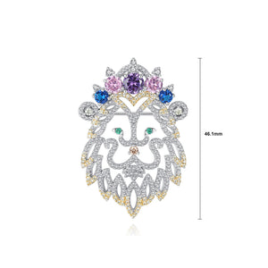 Fashion Creative Hollow Lion Brooch with Colorful Cubic Zirconia