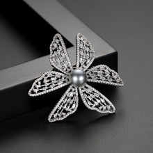 Load image into Gallery viewer, Fashion Simple Flower Imitation Pearl Brooch with Cubic Zirconia