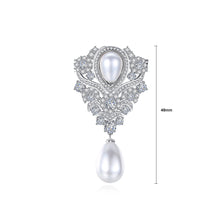 Load image into Gallery viewer, Elegant Vintage Geometric Texture Imitation Pearl Brooch with Cubic Zirconia