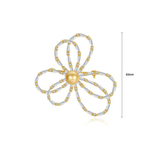 Load image into Gallery viewer, Simple and Fashion Plated Gold Flower Champagne Imitation Pearl Brooch with Cubic Zirconia