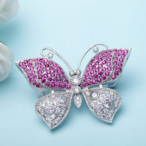 Fashion and Elegant Butterfly Brooch with Purple Cubic Zirconia