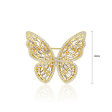 Load image into Gallery viewer, Fashion Temperament Plated Gold Butterfly Brooch with Cubic Zirconia