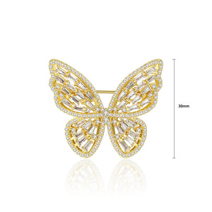 Fashion Temperament Plated Gold Butterfly Brooch with Cubic Zirconia