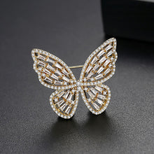 Load image into Gallery viewer, Fashion Temperament Plated Gold Butterfly Brooch with Cubic Zirconia