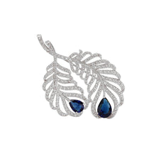 Load image into Gallery viewer, Fashion Simple Leaf Brooch with Blue Cubic Zirconia